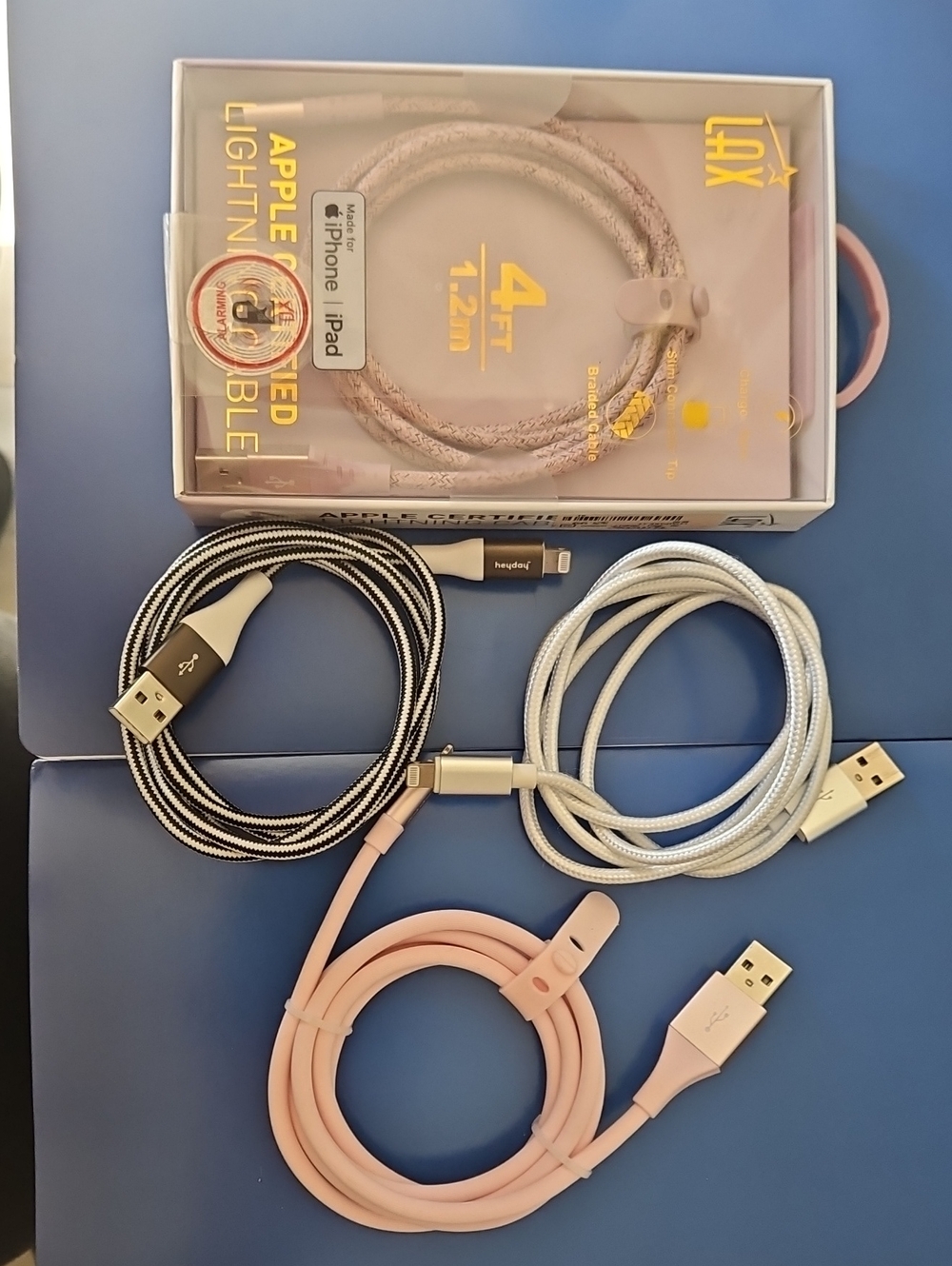 Apple Certified Lightning Cable - Pink, White, Black & White Bundle